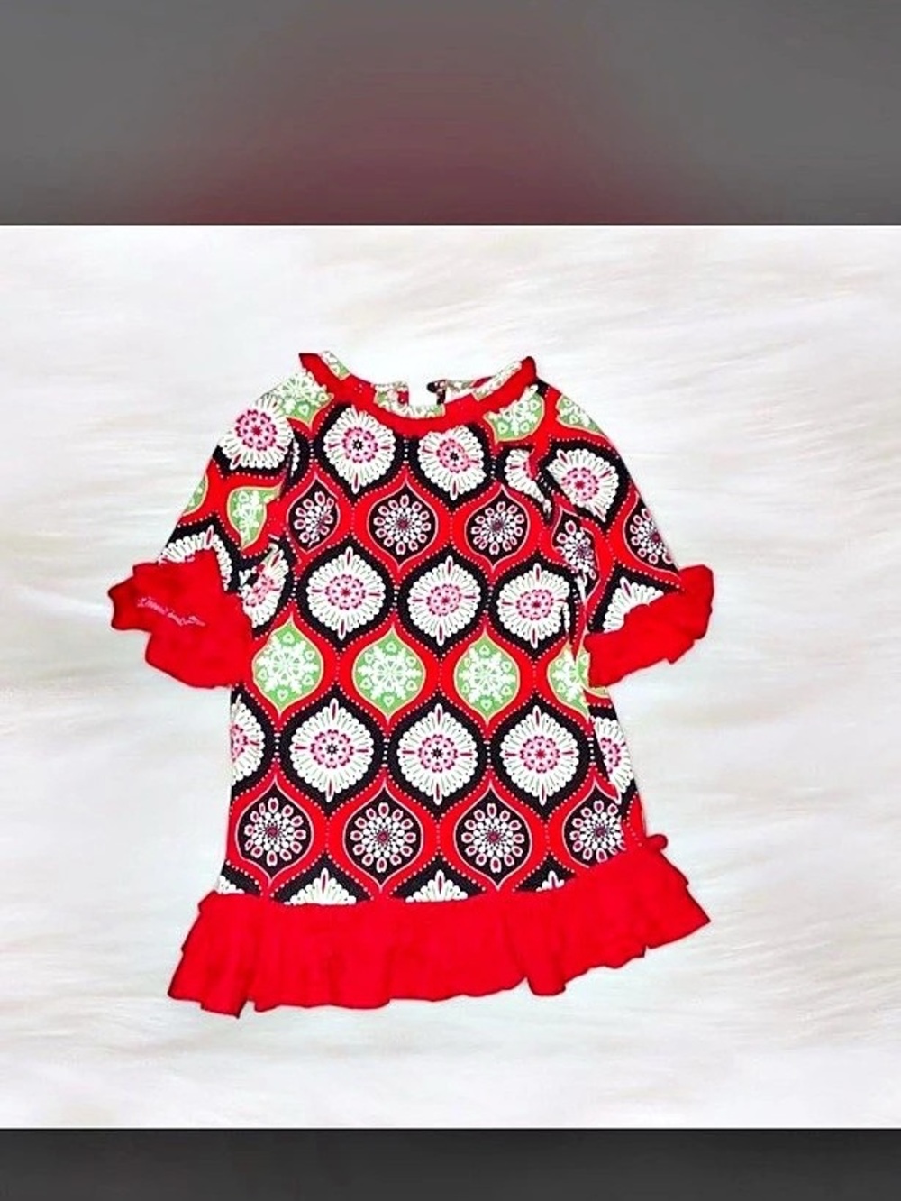 Rare Editions Paisley Ruffle Dress in Red & Black